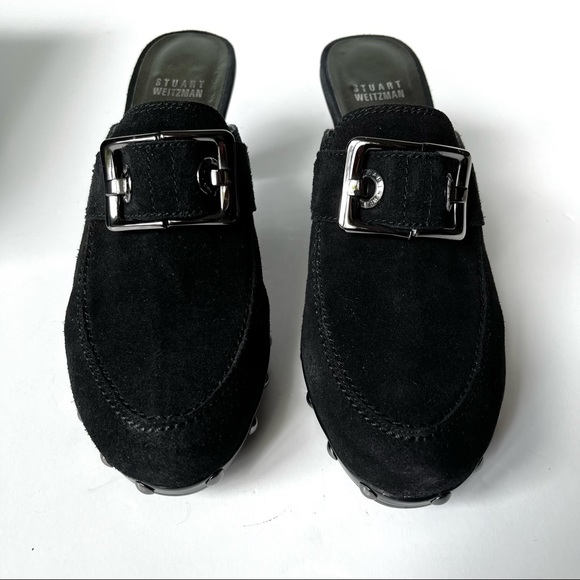 NEW IN BOX Stuart Weitzman Double Agent Black Sport/Suede Studded Mule Clogs 8.5 - Picture 9 of 13